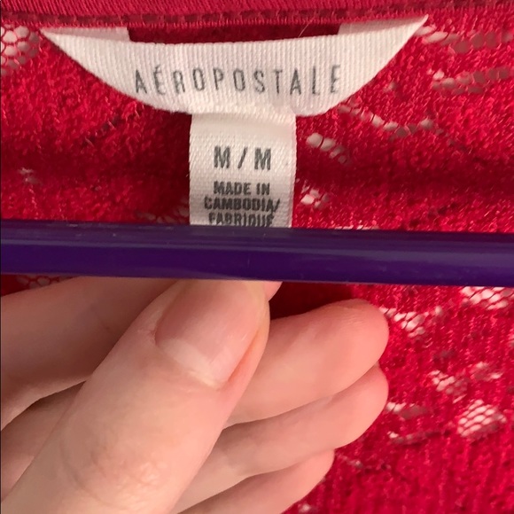 Burgundy Aeropostale long sleeve laced back shirt - Picture 2 of 4